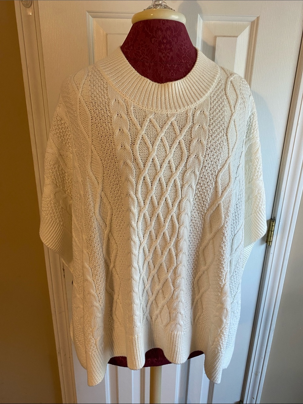 J. Crew Cream Cable-Knit Poncho Sweater One Size Fits All